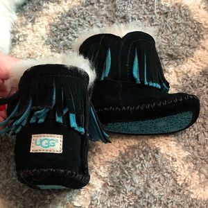 Baby Uggs- Black and Blue with Fringe